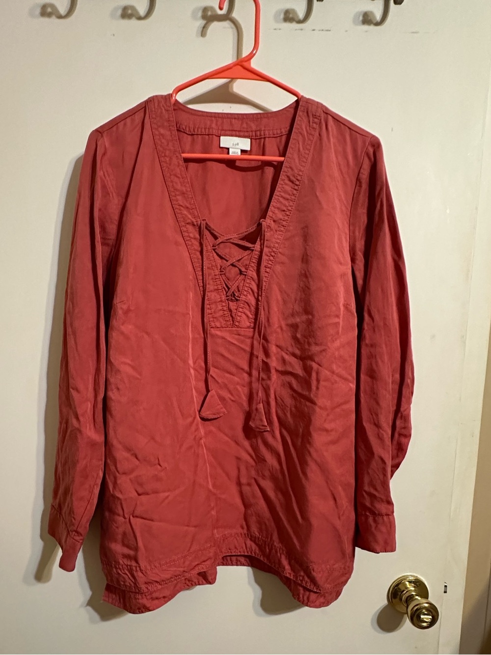 J. Jill Lace-Up Long Sleeve Tunic - Coral Rust